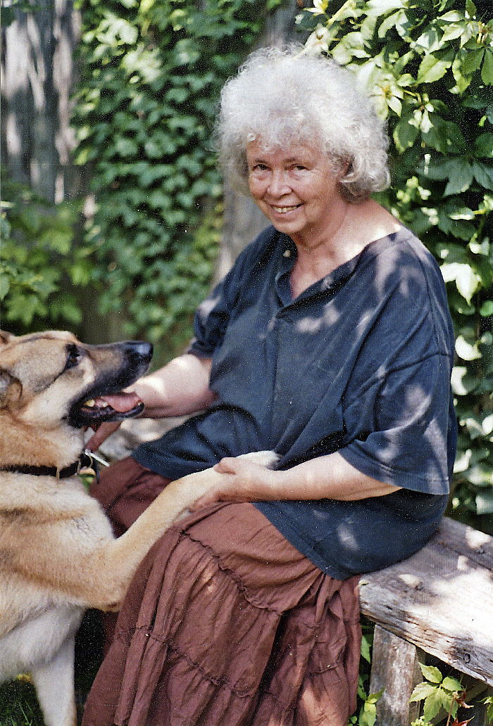 Hedy Muysson with Sage the dog